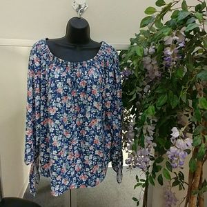 Chaps Petite Knit Floral Top.  PXL